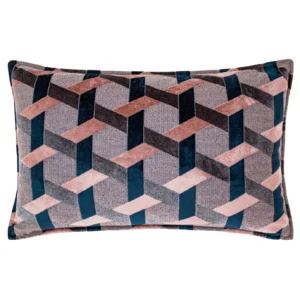 Coussin Jacquard en velours Delano Blush/Navy 30x50